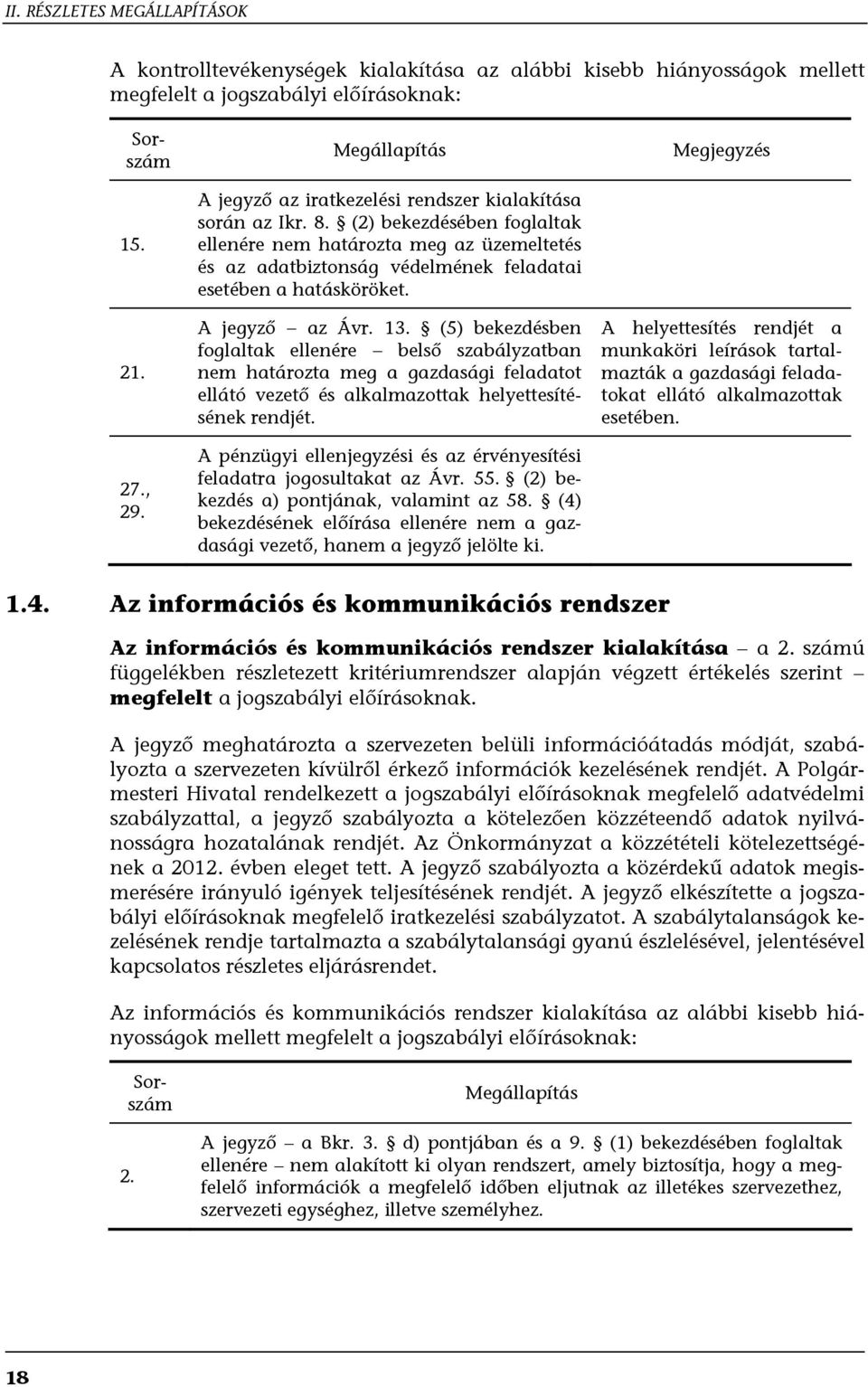 (2) bekezdésében foglaltak ellenére nem határozta meg az üzemeltetés és az adatbiztonság védelmének feladatai esetében a hatásköröket. A jegyző az Ávr. 13.