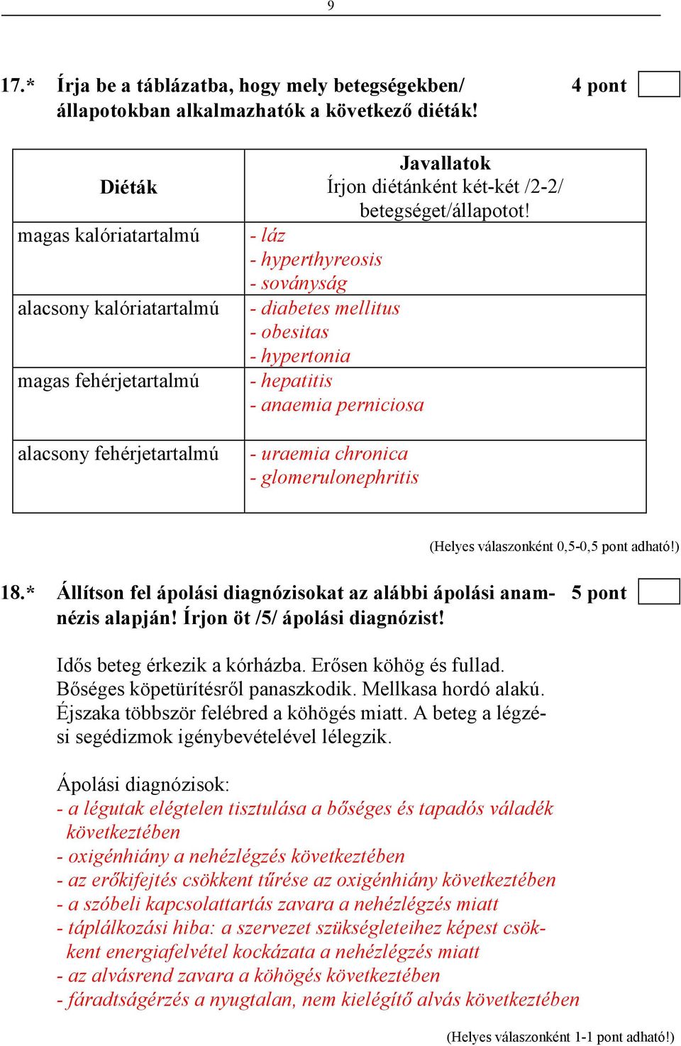 - láz - hyperthyreosis - soványság - diabetes mellitus - obesitas - hypertonia - hepatitis - anaemia perniciosa - uraemia chronica - glomerulonephritis 18.