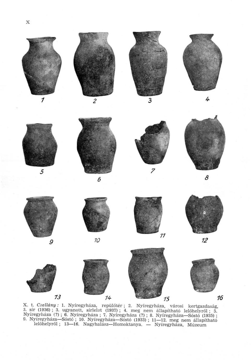 ) ; 6. Nyíregyháza ; 7. Nyíregyháza (?) ; 8. Nyíregyháza Sóstó (1935) ; 9. Nyíregyháza Sóstó ; 10.