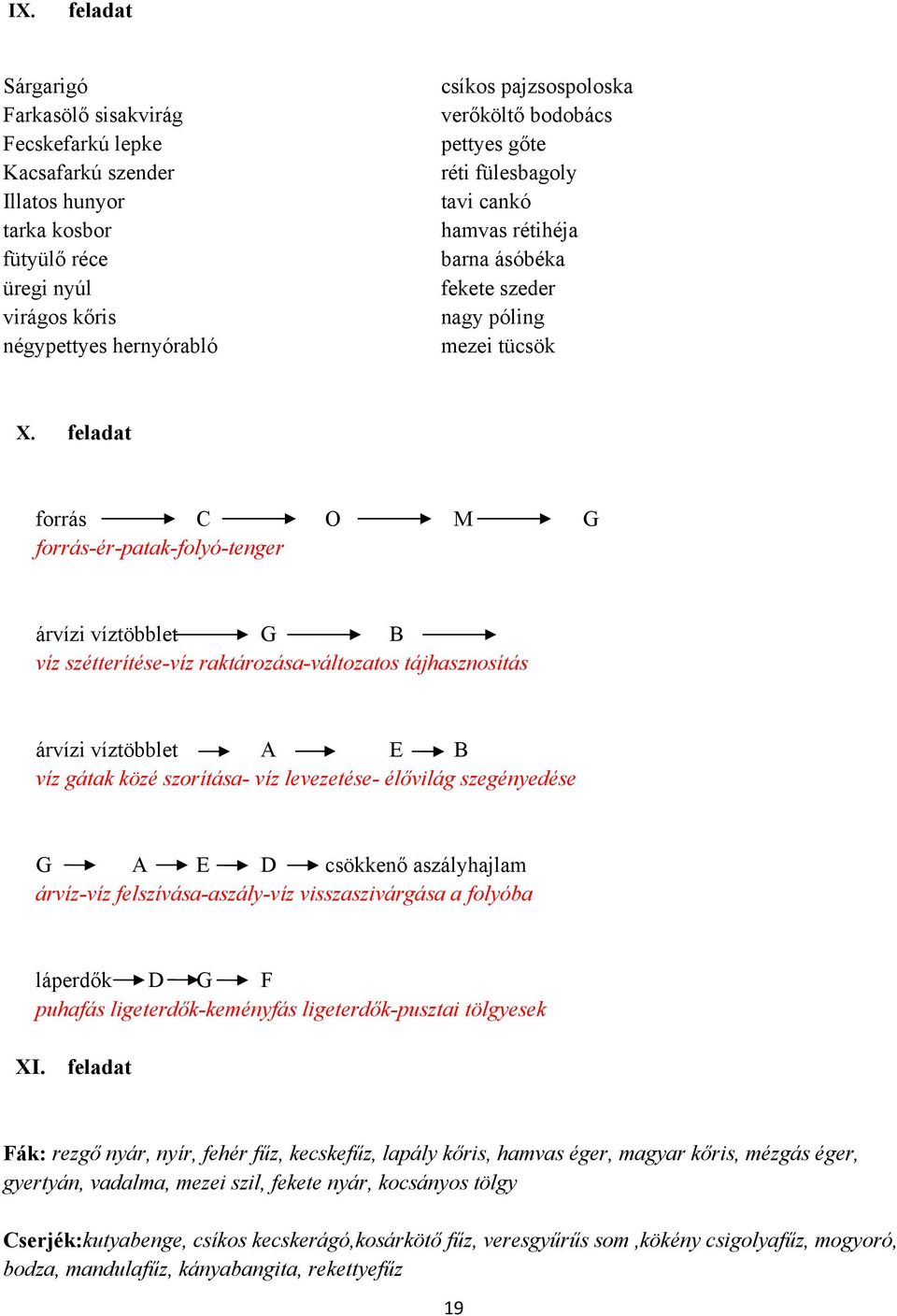 feladat forrás C O M G forrás-ér-patak-folyó-tenger árvízi víztöbblet G B víz szétterítése-víz raktározása-változatos tájhasznosítás árvízi víztöbblet A E B víz gátak közé szorítása- víz levezetése-