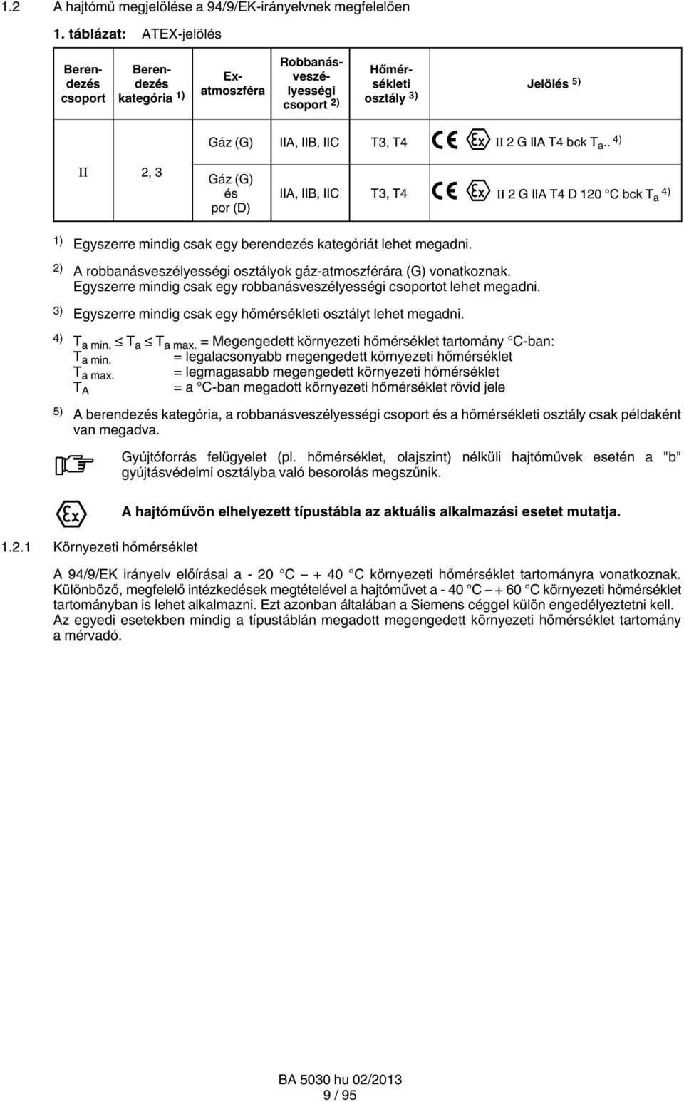 . 4) 2, 3 Gáz (G) és por (D) IIA, IIB, IIC T3, T4 II 2 G IIA T4 D 120 C bck T a 4) 1) Egyszerre mindig csak egy berendezés kategóriát lehet megadni.