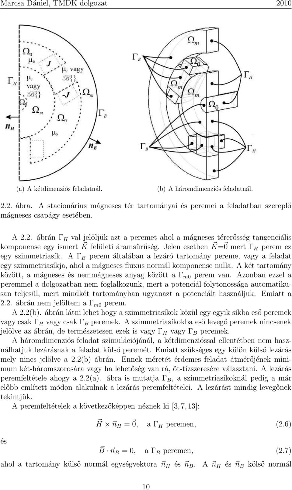 A két tartomány között, a mágneses és nemmágneses anyag között a Γ m0 perem van.