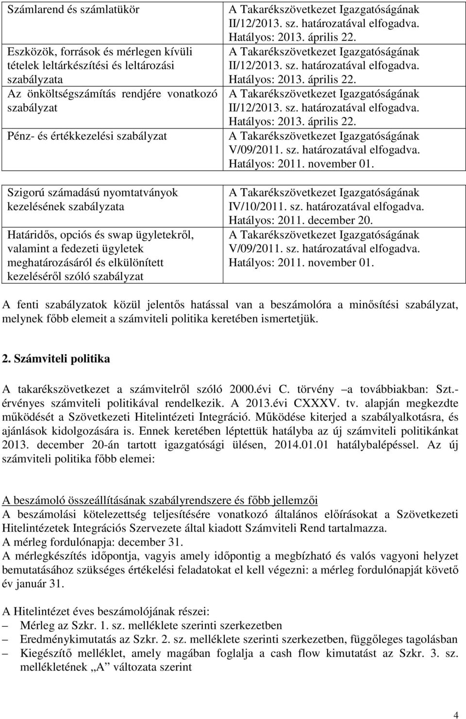 Takarékszövetkezet Igazgatóságának II/12/2013. sz. határozatával elfogadva. Hatályos: 2013. április 22. A Takarékszövetkezet Igazgatóságának II/12/2013. sz. határozatával elfogadva. Hatályos: 2013. április 22. A Takarékszövetkezet Igazgatóságának II/12/2013. sz. határozatával elfogadva. Hatályos: 2013. április 22. A Takarékszövetkezet Igazgatóságának V/09/2011.