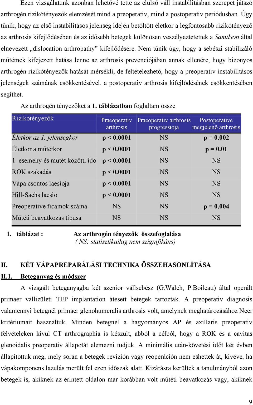 elnevezett dislocation arthropathy kifejlődésére.