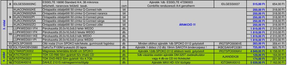 Q-Connect narancs bli 250,00 Ft 318,00 Ft 9 IKJACON0002PI Öntapadós oldaljelölı 50 címke Q-Connect piros bli 250,00 Ft 318,00 Ft IKJACON0002SA Öntapadós oldaljelölı 50 címke Q-Connect sárga bli