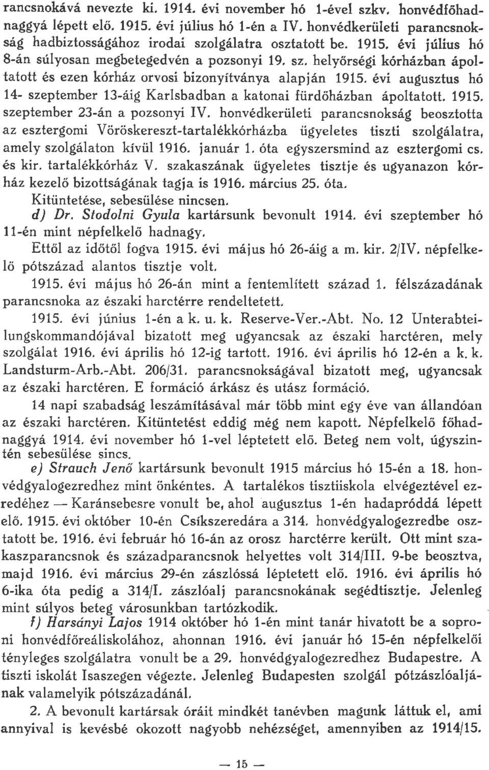 honvédkerüeti parancsnokság beosztotta az esztergomi Vöröskereszt-tartaékkórházba ügyeetes tiszti szogáatra, amey szagáaton kívü 1916. január 1. óta egyszersmind az esztergomi cs. és kir.