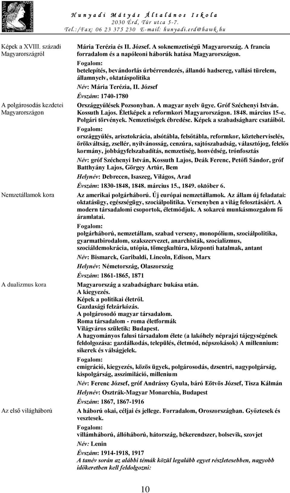 József Évszám: 1740-1780 Országgyűlések Pozsonyban. A magyar nyelv ügye. Gróf Széchenyi István. Kossuth Lajos. Életképek a reformkori Magyarországon. 1848. március 15-e. Polgári törvények.