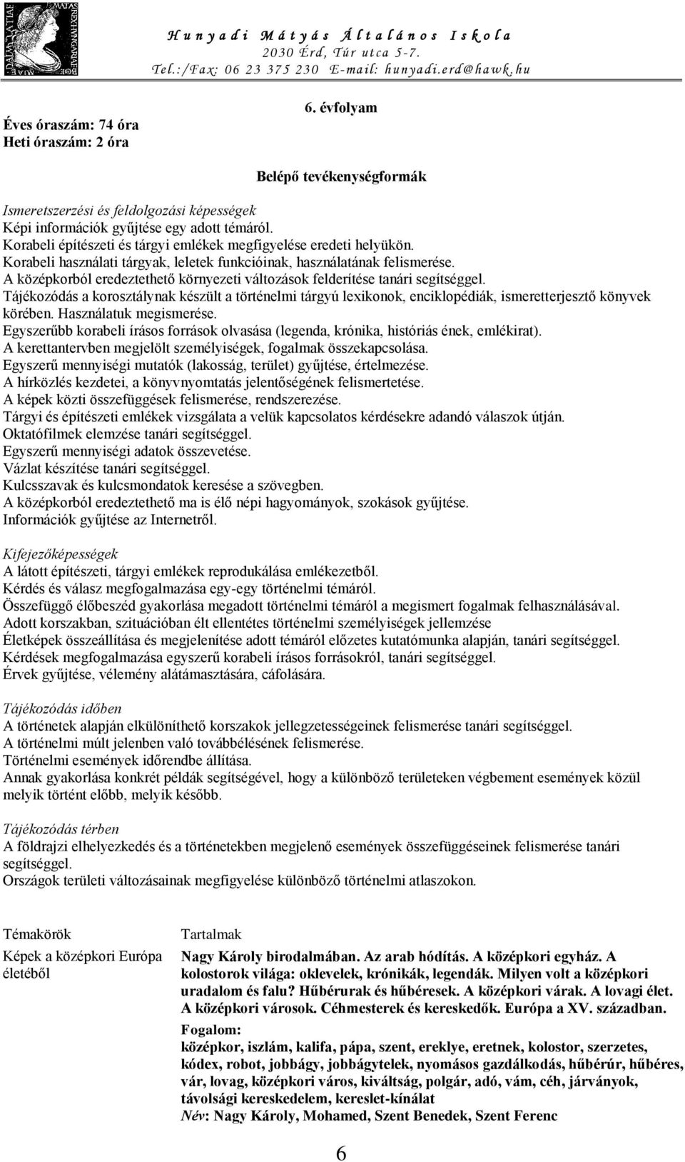 A középkorból eredeztethető környezeti változások felderítése tanári segítséggel. Tájékozódás a korosztálynak készült a történelmi tárgyú lexikonok, enciklopédiák, ismeretterjesztő könyvek körében.