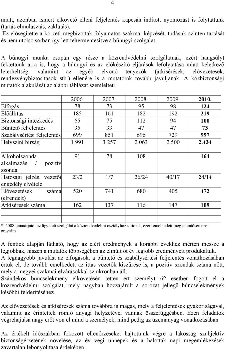 A bűnügyi munka csupán egy része a közrendvédelmi szolgálatnak, ezért hangsúlyt fektettünk arra is, hogy a bűnügyi és az előkészítő eljárások lefolytatása miatt keletkező leterheltség, valamint az