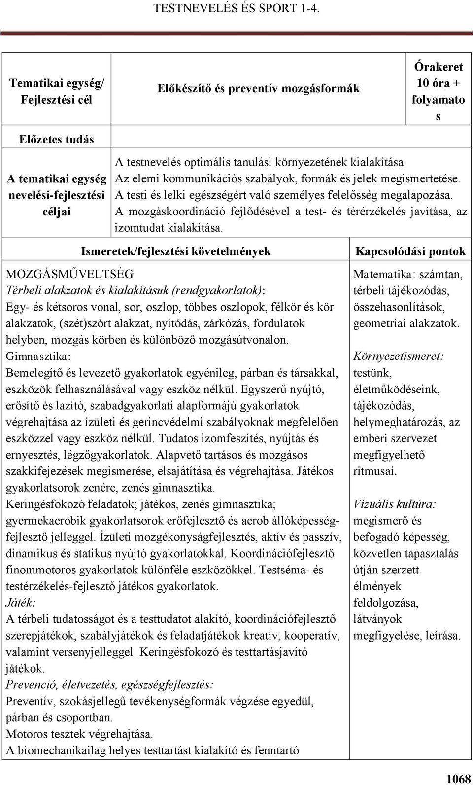 Ismeretek/fejlesztési követelmények Térbeli alakzatok és kialakításuk (rendgyakorlatok): Egy- és kétsoros vonal, sor, oszlop, többes oszlopok, félkör és kör alakzatok, (szét)szórt alakzat, nyitódás,