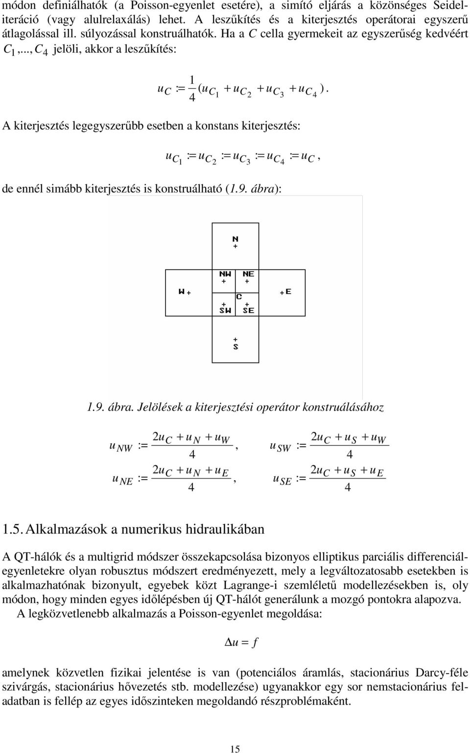 C C C 3 C 4 C.9. ábra. Jlölés a itrsztési oprátor onstrálásához W E C W : 4 C E : 4 SW SE C S W : 4 C S E : 4.5.