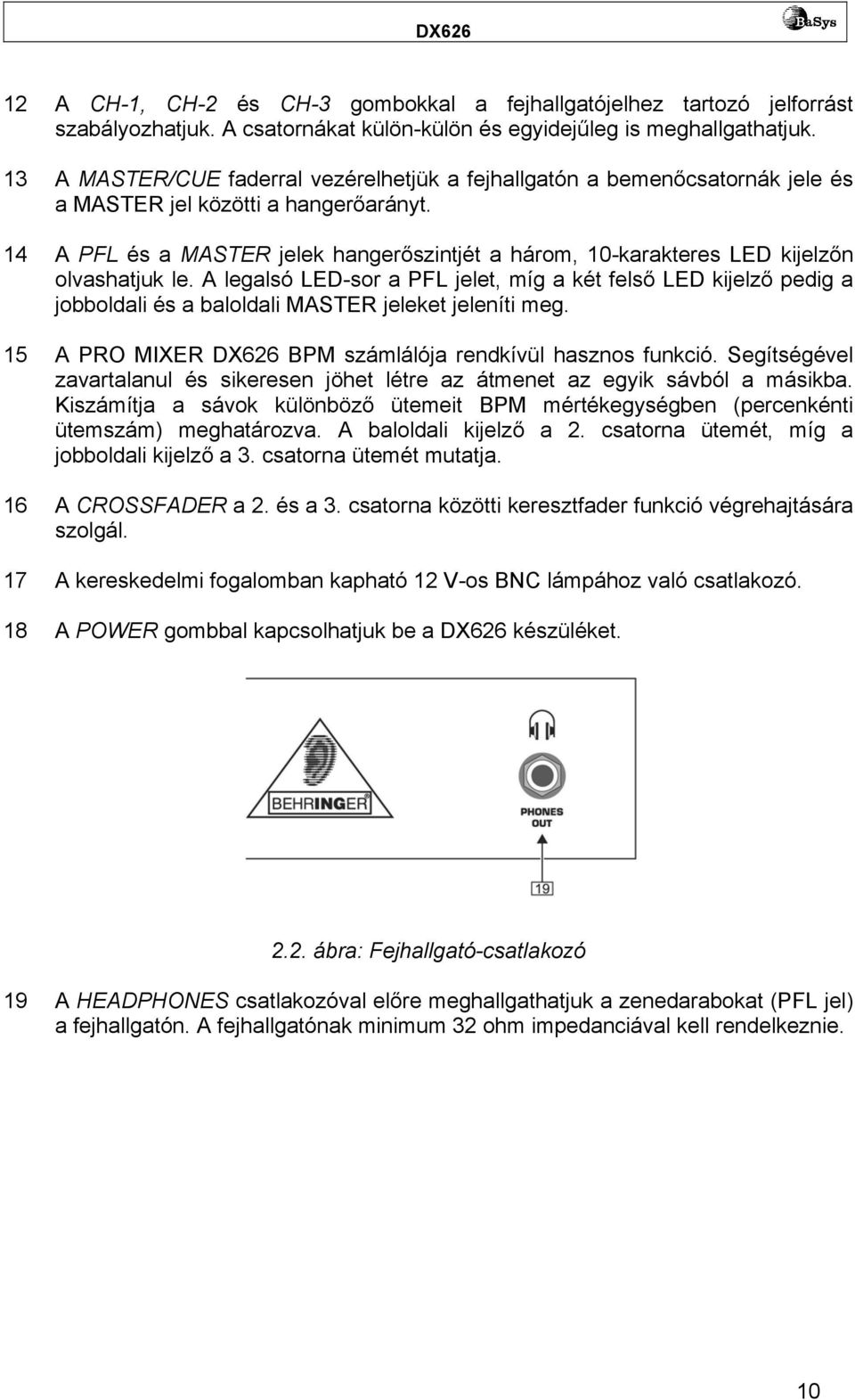 14 A PFL és a MASTER jelek hangerőszintjét a három, 10-karakteres LED kijelzőn olvashatjuk le.