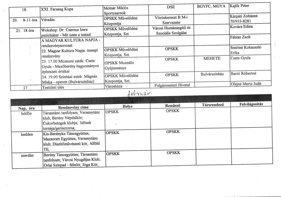 Szociális Szolgálat A MAGYAR KULTÚRA NAPJA - pszichiáter - rendezvénysorozat: Mit Fábián Zsolt 22. Magyar Kultúra Napja: Ünnepi OPSKK 4űveIődési OPSKK Smiriiié Kokauszki rendezvény Központja, Szt.