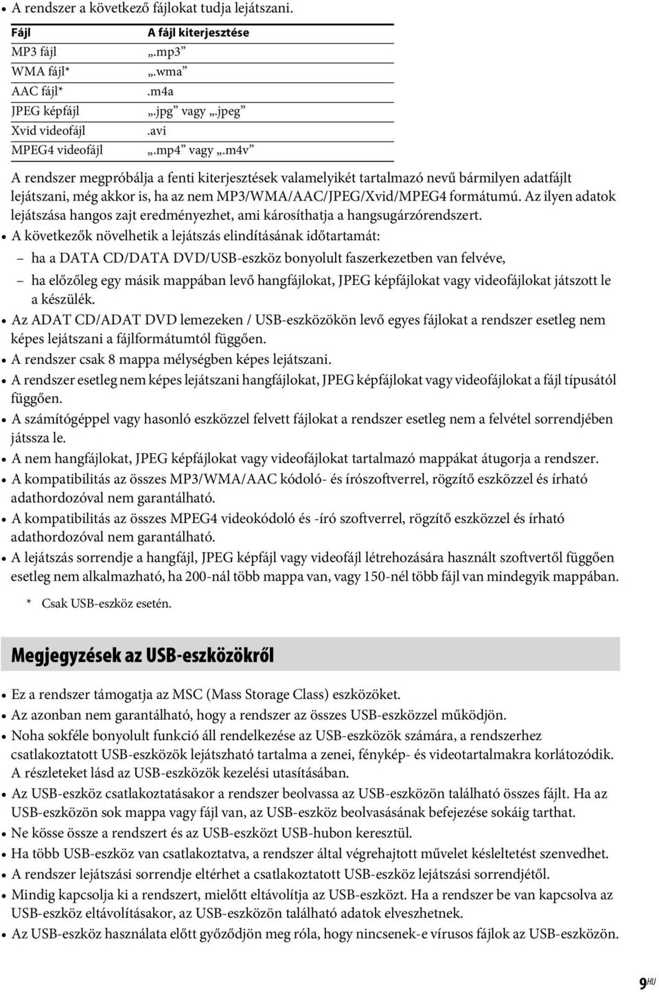 Az ilyen adatok lejátszása hangos zajt eredményezhet, ami károsíthatja a hangsugárzórendszert.