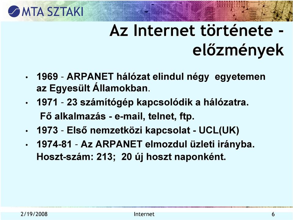 Fő alkalmazás - e-mail, telnet, ftp.