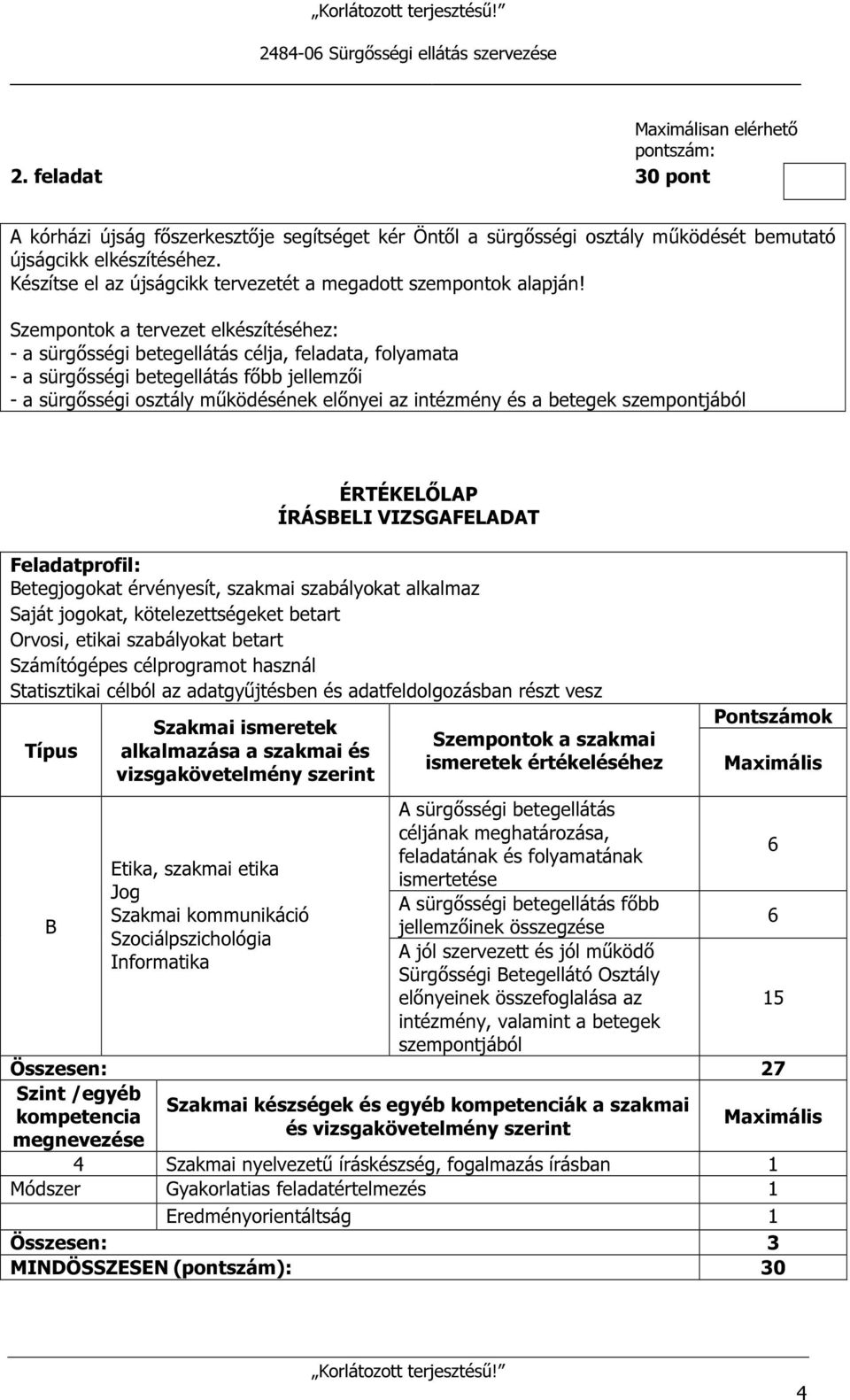 Szempontok a tervezet elkészítéséhez: - a sürgősségi betegellátás célja, feladata, folyamata - a sürgősségi betegellátás főbb jellemzői - a sürgősségi osztály működésének előnyei az intézmény és a
