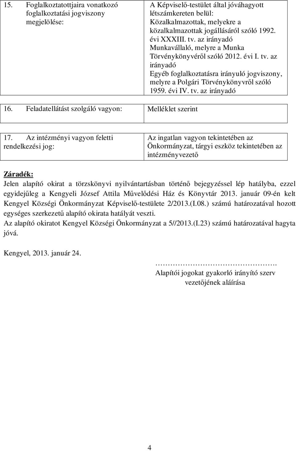 évi IV. tv. az irányadó 16. Feladatellátást szolgáló vagyon: Melléklet szerint 17.