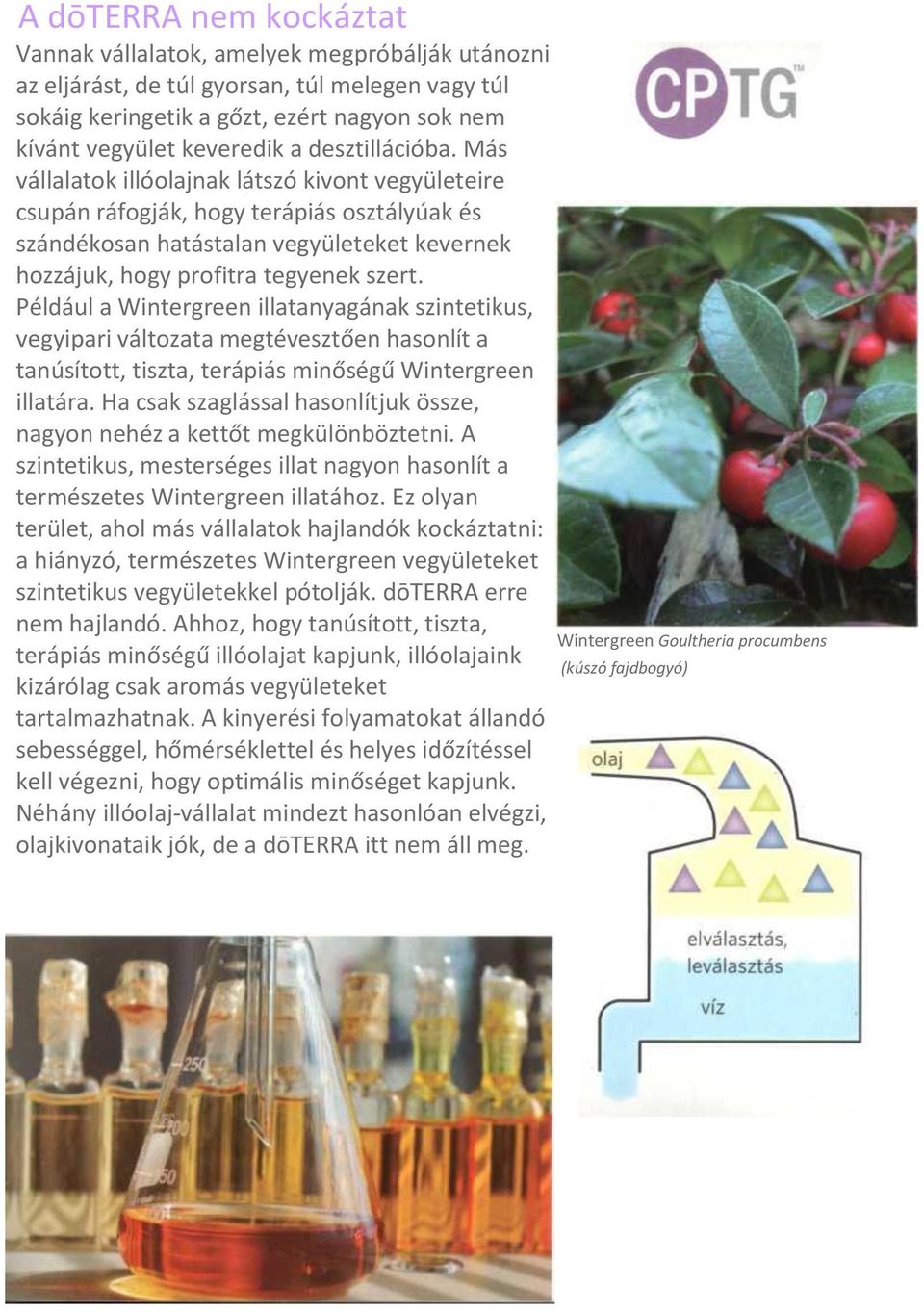 Például a Wintergreen illatanyagának szintetikus, vegyipari változata megtévesztően hasonlít a tanúsított, tiszta, terápiás minőségű Wintergreen illatára.