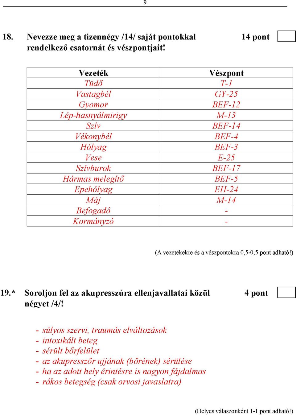 BEF-5 Epehólyag EH-24 Máj M-14 Befogadó - Kormányzó - (A vezetékekre és a vészpontokra 0,5-0,5 pont adható!) 19.