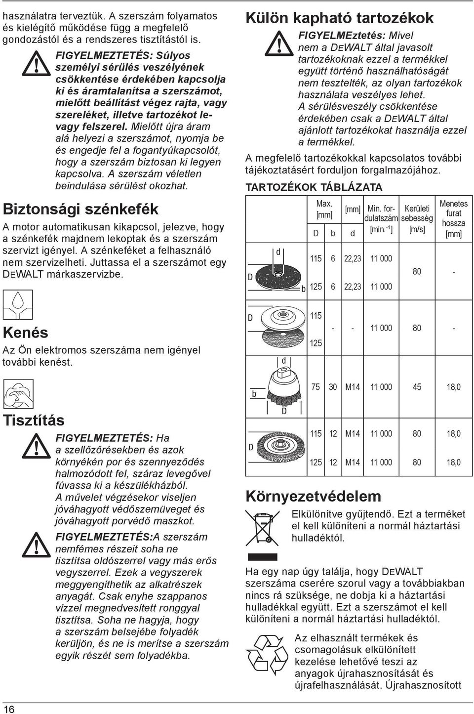 felszerel. Mielőtt újra áram alá helyezi a szerszámot, nyomja be és engedje fel a fogantyúkapcsolót, hogy a szerszám biztosan ki legyen kapcsolva. A szerszám véletlen beindulása sérülést okozhat.