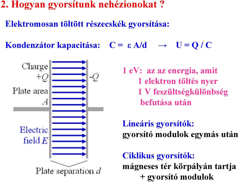 Q / C 1 ev: az az energia, amit 1 elektron töltés nyer 1 V feszültségkülönbség