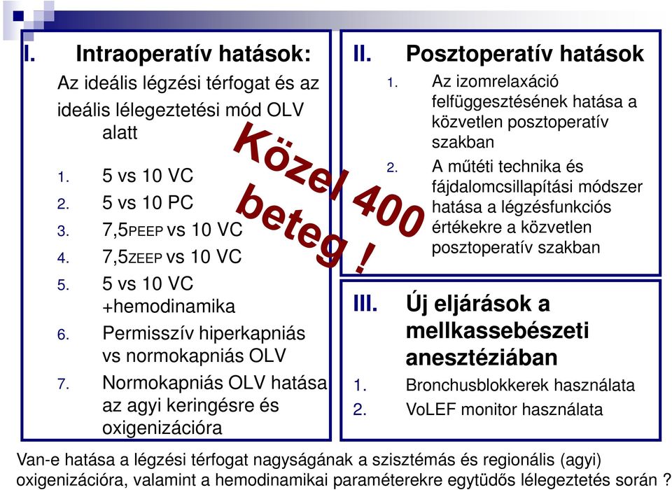 Az izomrelaxáció felfüggesztésének hatása a közvetlen posztoperatív szakban 2.