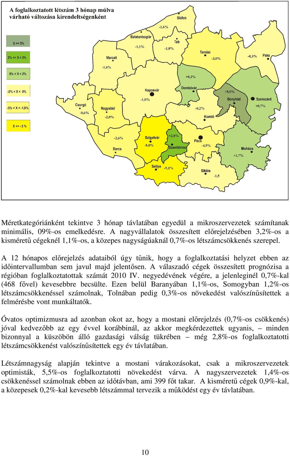 A 12 hónapos elırejelzés adataiból úgy tőnik, hogy a foglalkoztatási helyzet ebben az idıintervallumban sem javul majd jelentısen.