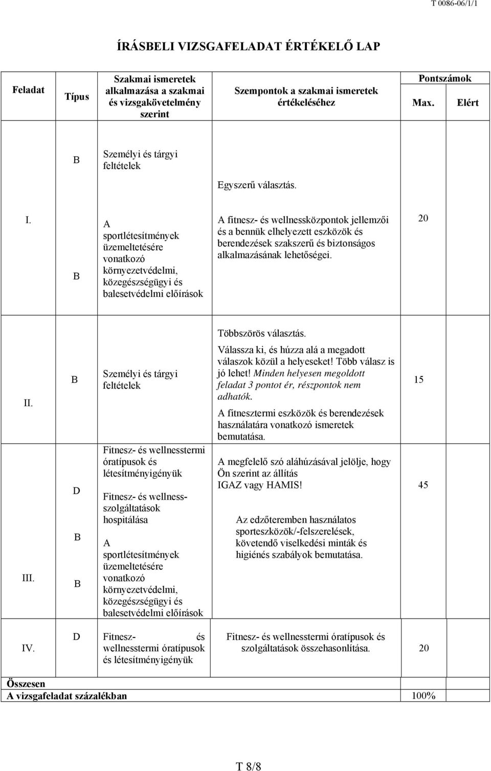 A sportlétesítmények üzemeltetésére vonatkozó környezetvédelmi, közegészségügyi és balesetvédelmi előírások A fitnesz- és wellnessközpontok jellemzői és a bennük elhelyezett eszközök és berendezések