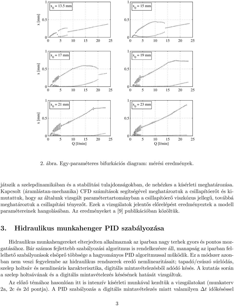 Kapcsolt (áramlástan-mechanika) CFD számítások segítségével meghatároztuk a csillapítóerőt és kimutattuk, hogy az általunk vizsgált paramétertartományban a csillapítóerő viszkózus jellegű, továbbá