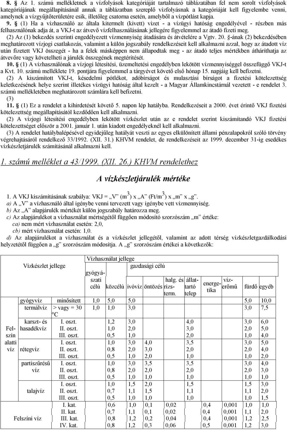 figyelembe venni, amelynek a vízgyűjtőterületére esik, illetőleg csatorna esetén, amelyből a vízpótlást kapja. 9.