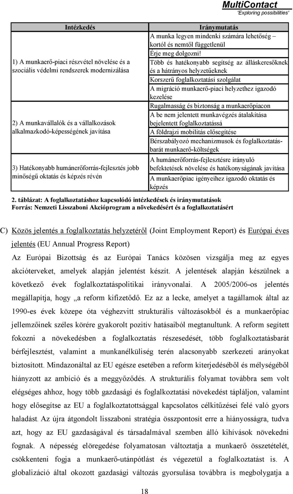 Több és hatékonyabb segítség az álláskeresőknek és a hátrányos helyzetűeknek Korszerű foglalkoztatási szolgálat A migráció munkaerő-piaci helyzethez igazodó kezelése Rugalmasság és biztonság a