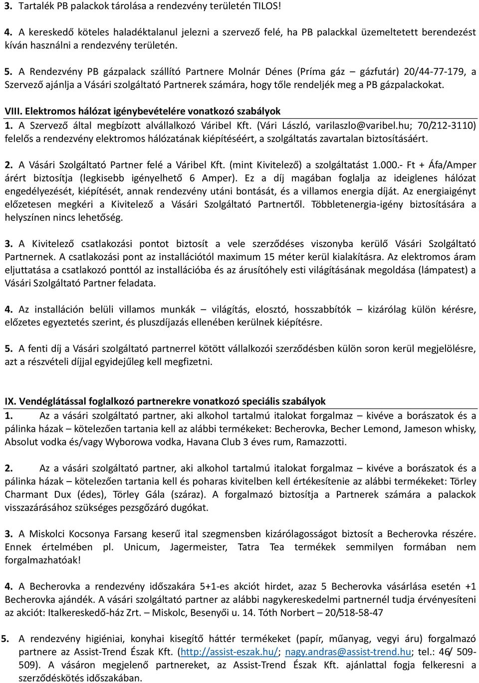 Vásári szabályzat vendéglátó, kézműves, kereskedő Partnerek részére - PDF  Ingyenes letöltés