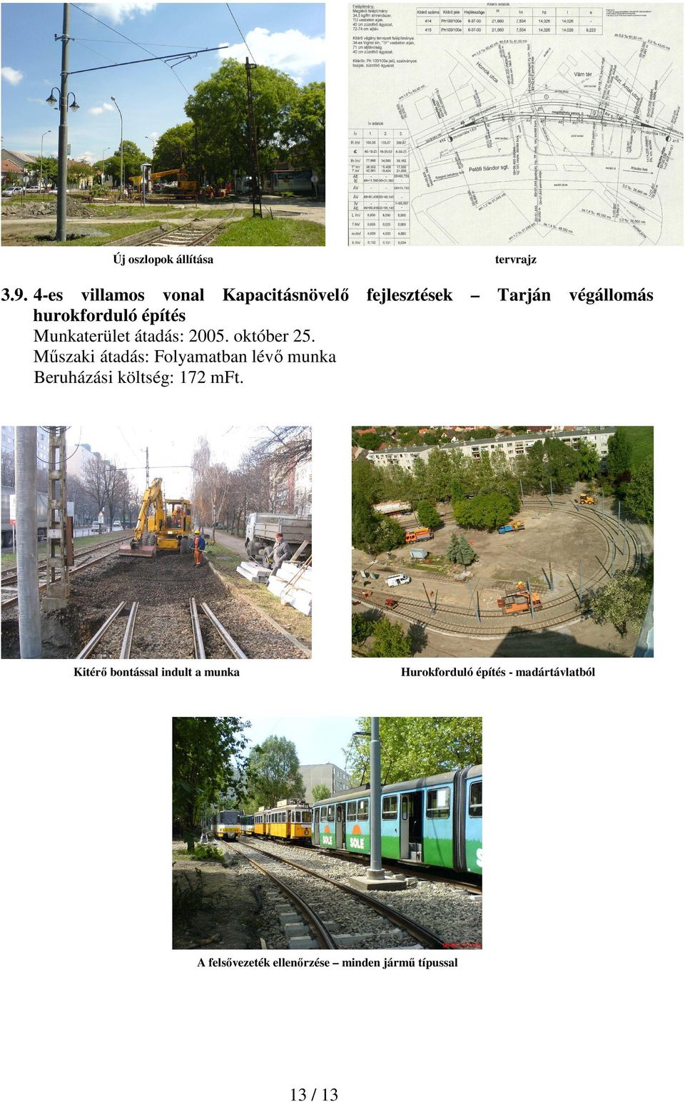 hurokforduló építés Munkaterület átadás: 2005. október 25.
