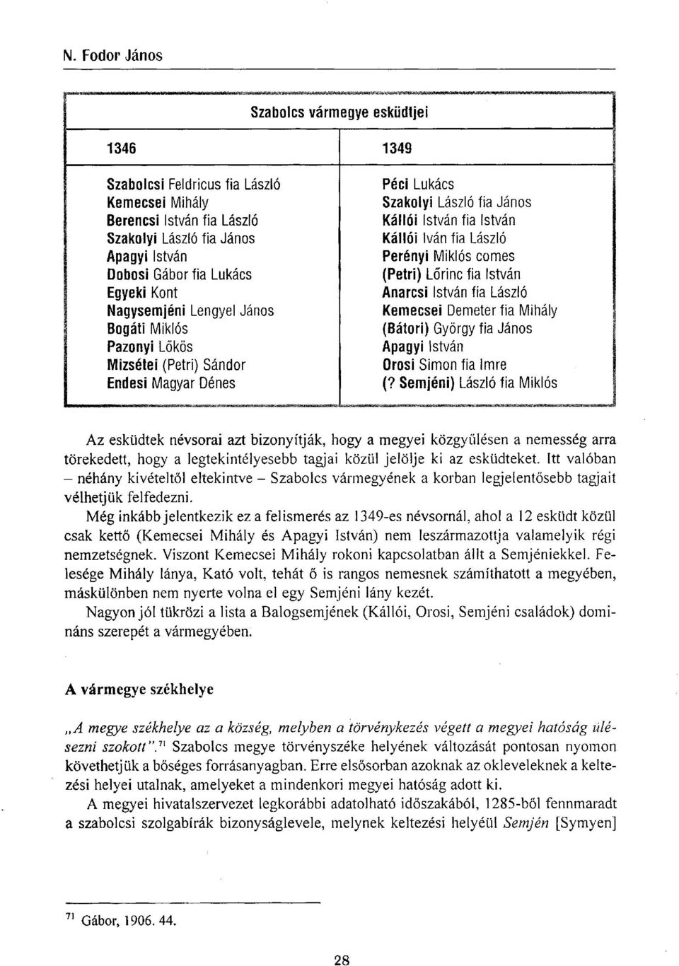 (Petri) Lőrinc fia István Anarcsi István fia László Kemecsei Demeter fia Mihály (Bátori) György fia János Apagyi István Orosi Simon fia Imre (?