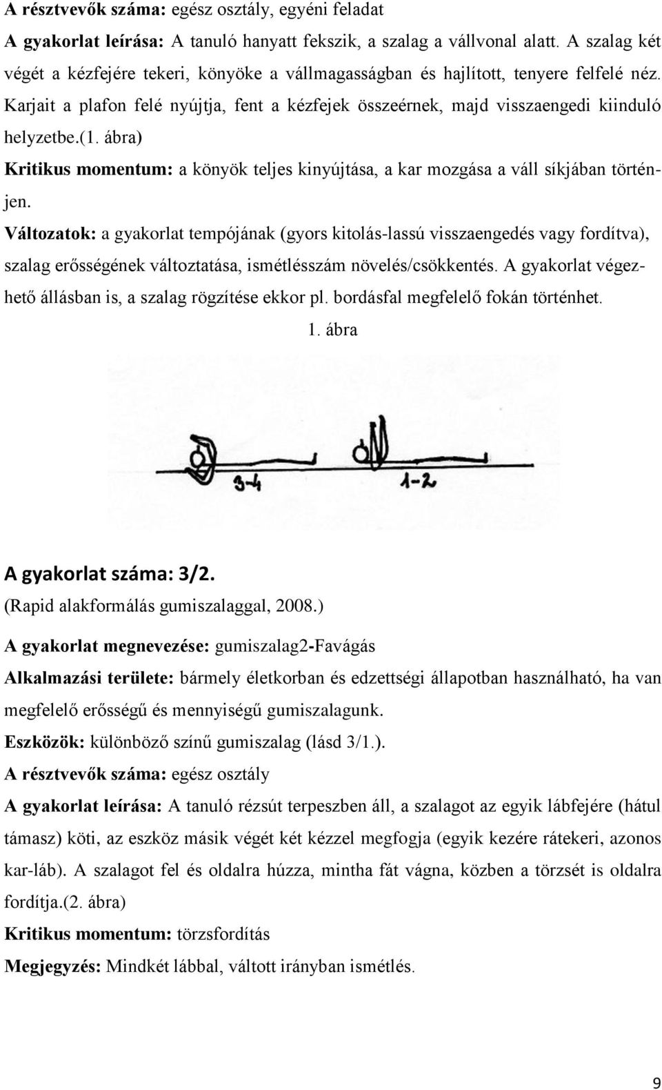 ábra) Kritikus momentum: a könyök teljes kinyújtása, a kar mozgása a váll síkjában történjen.