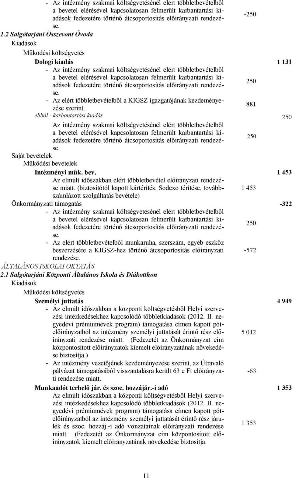 történő átcsoportosítás előirányzati rendezése. - Az elért többletbevételből a KIGSZ igazgatójának kezdeményezése szerint.