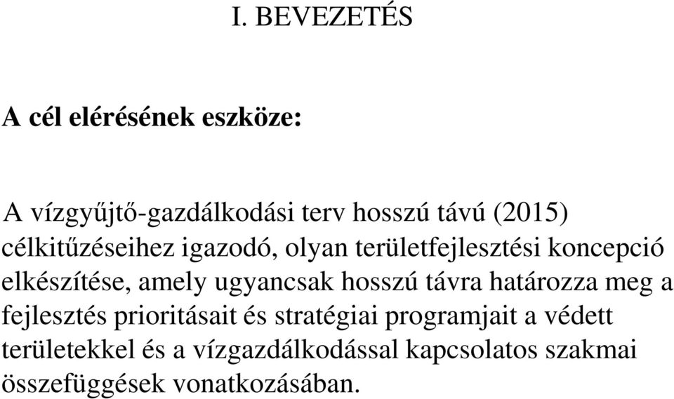 koncepció elkészítése, amely ugyancsak hosszú távra határozza meg a fejlesztés prioritásait és