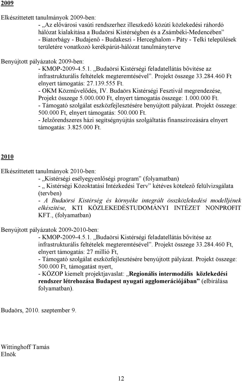Budaörsi Kistérségi feladatellátás bővítése az infrastrukturális feltételek megteremtésével. Projekt összege 33.284.460 Ft elnyert támogatás: 27.139.555 Ft. - OKM Közművelődés, IV.