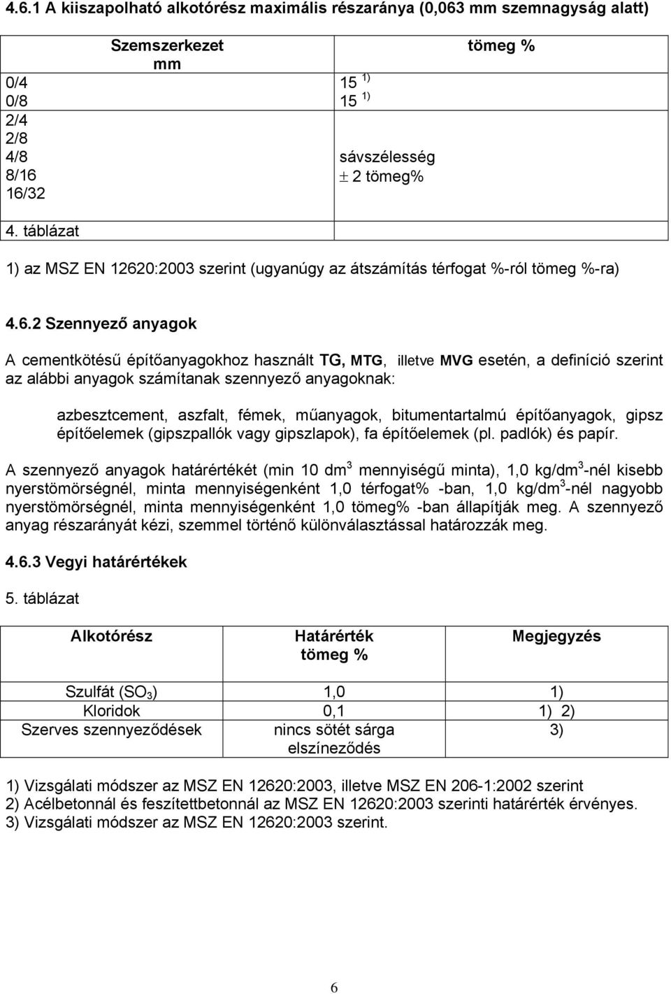 0:2003 szerint (ugyanúgy az átszámítás térfogat %-ról tömeg %-ra) 4.6.