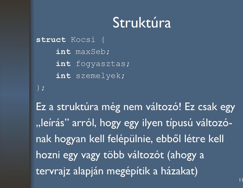 Ez csak egy leírás arról, hogy egy ilyen típusú változónak hogyan