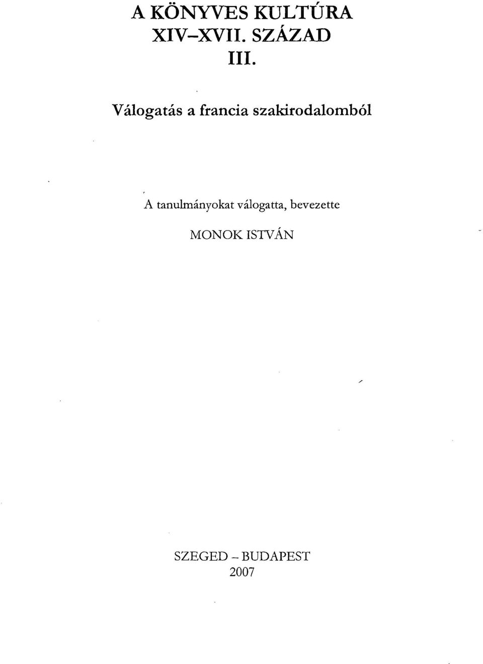 Válogatás a francia szakirodalomból
