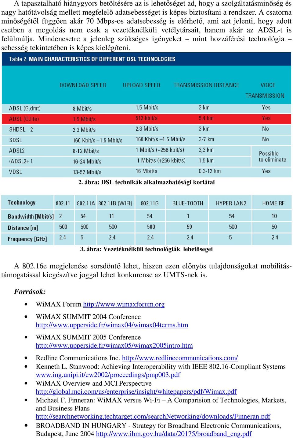 Mindenesetre a jelenleg szükséges igényeket mint hozzáférési technológia sebesség tekintetében is képes kielégíteni. 2. ábra: DSL technikák alkalmazhatósági korlátai 3.