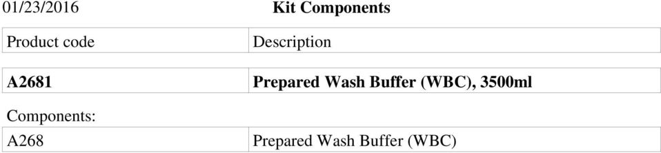 Description Prepared Wash Buffer