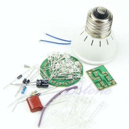 LED meghajtása hálózatról NE PRÓBÁLJUK KI! NEM JAVASOLT KAPCSOLÁS! Az egyszerű kivitelű LED izzóban az áramkorlátozást a soros kondenzátor végzi.