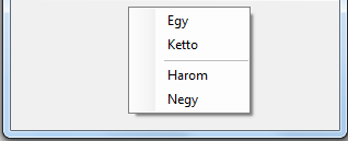 A gyorsmenü (ContextMenuStrip) - Példa gyorsmenő
