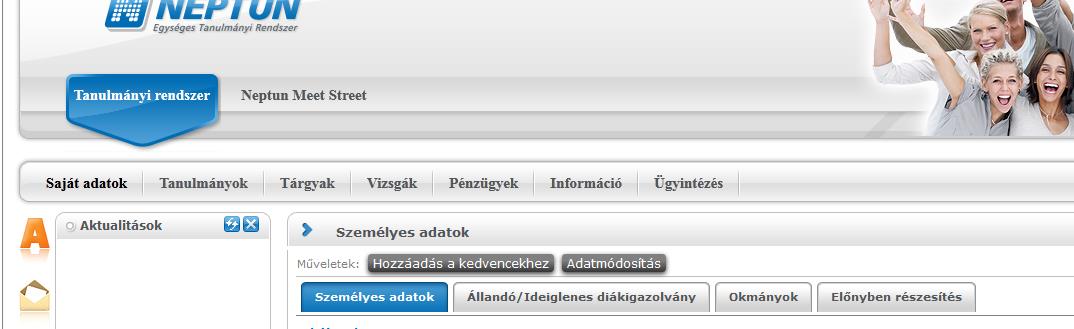 Személyes adatok Nagyon fontos, hogy a hallgatók adatai a személyes hivatalos okmányokon (személyi igazolvány, lakcímkártya, TAJ kártya, adókártya; külföldieknél tartózkodási engedély, illetve