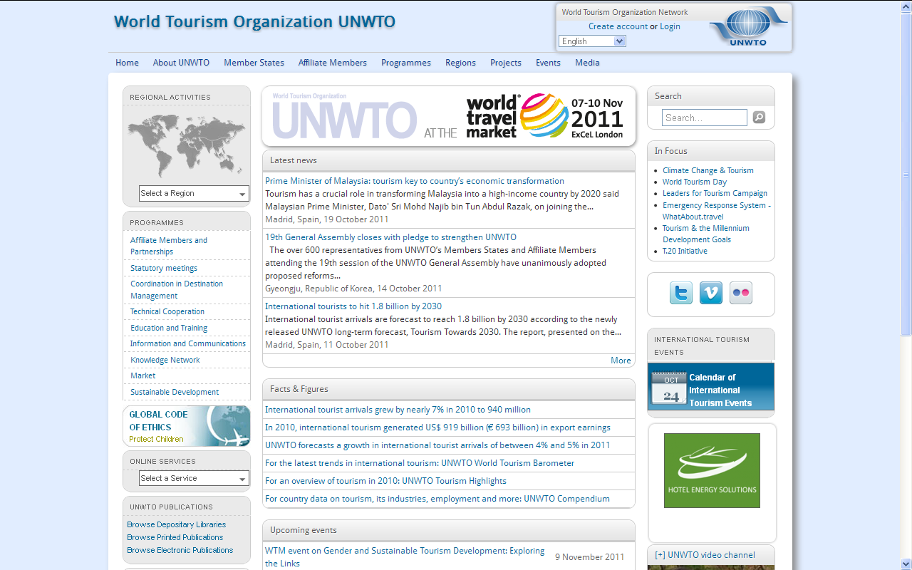 Információk a UNWTO tevékenységéről www.unwto.