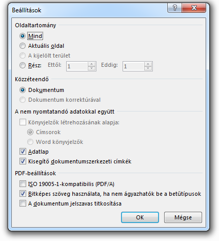 PDF exportálás segédlet A Microsoft Office Word 2007 program esetében: 1.