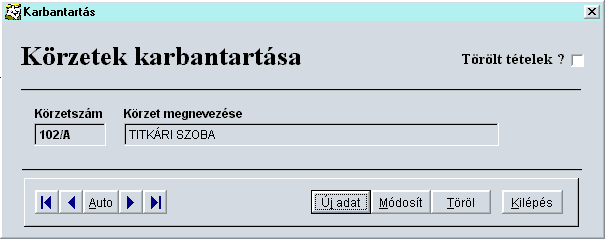 4.1.3 Mozgás Karbantartás (8. ábra) Az eszközök mozgás kódjai vihetők fel (max. 25 karakter). A kódot és a nevet is meg kell adni.