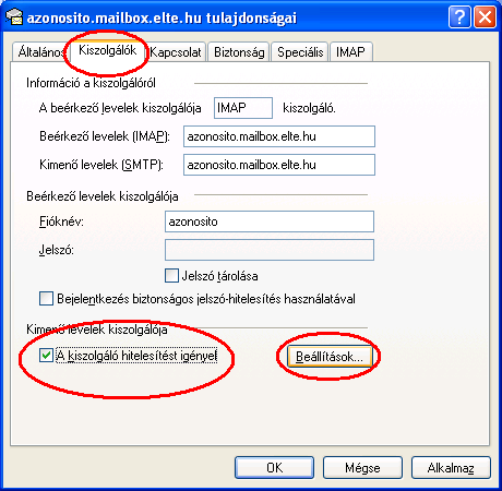 Ha ezzel végeztünk kattintsunk a Kiszolgálók fülre.